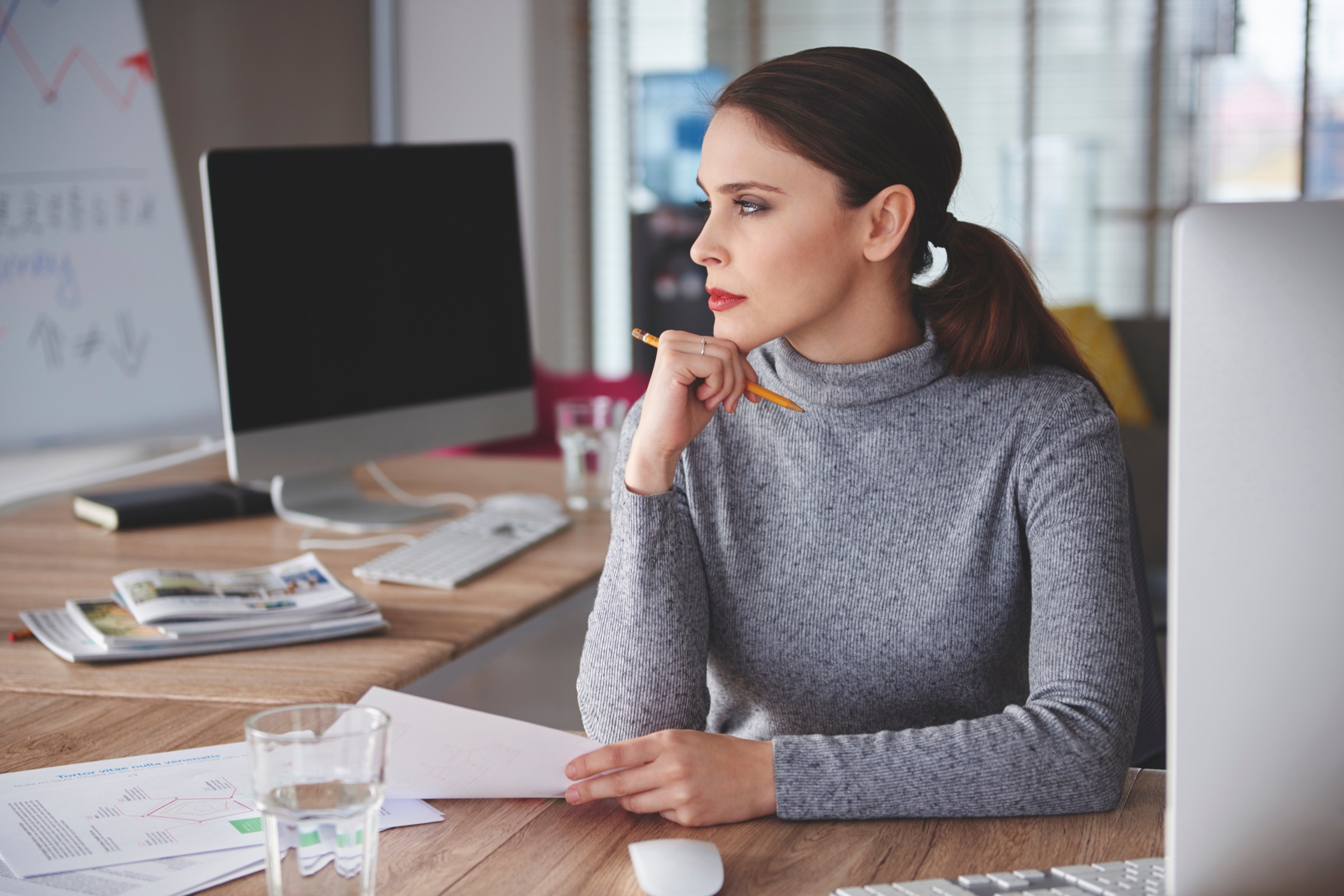 Pensive woman got the right mindset for business